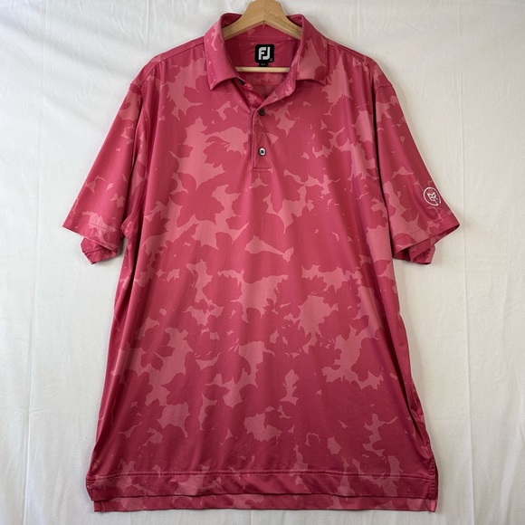 FootJoy Other - Footjoy Polo Golf Shirt Size L Pink Two Tone Tropical Flowers Short Sleeve FJ